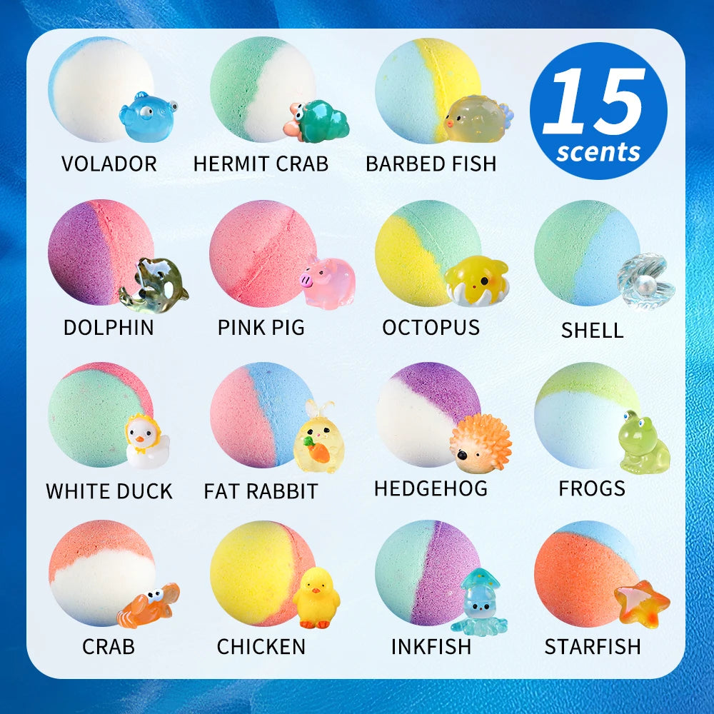 15 Pack Kids Bath Bombs Gift Set