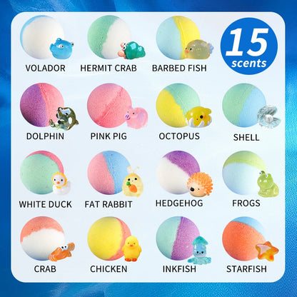 15 Pack Kids Bath Bombs Gift Set