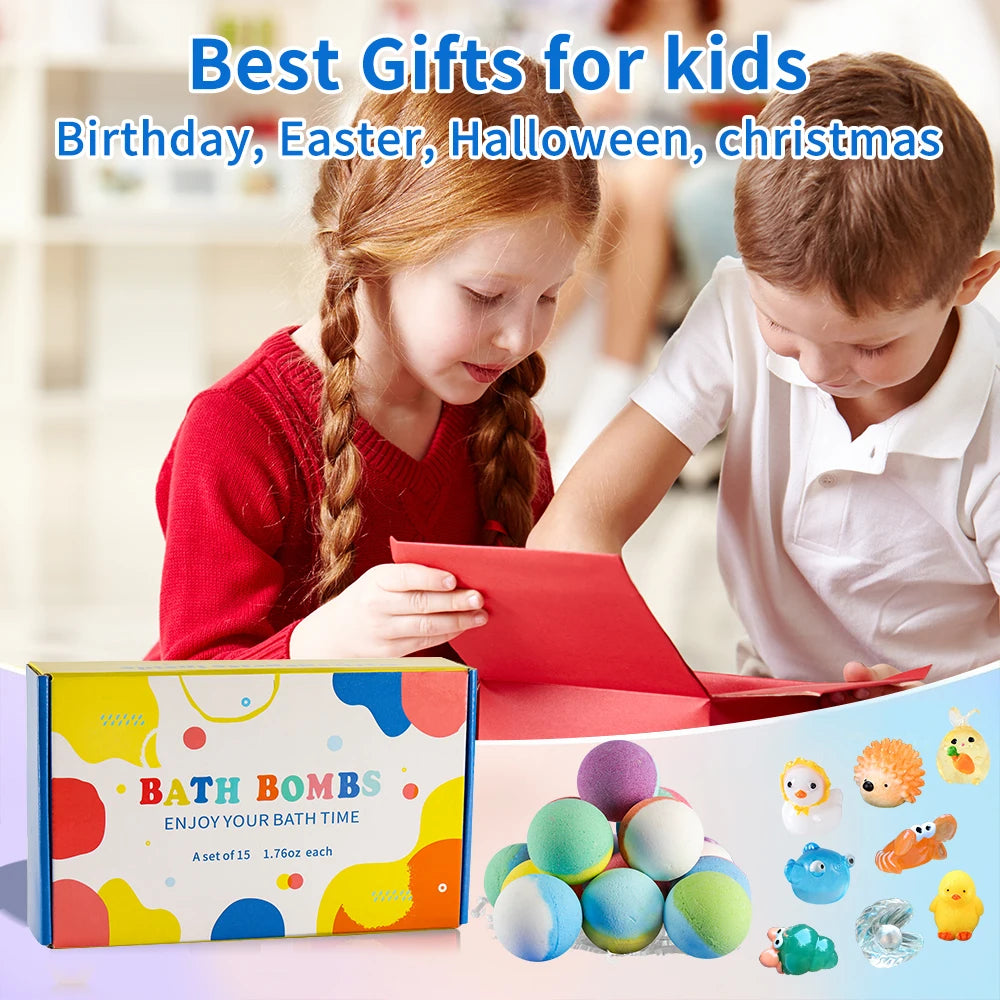 15 Pack Kids Bath Bombs Gift Set