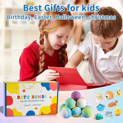 15 Pack Kids Bath Bombs Gift Set