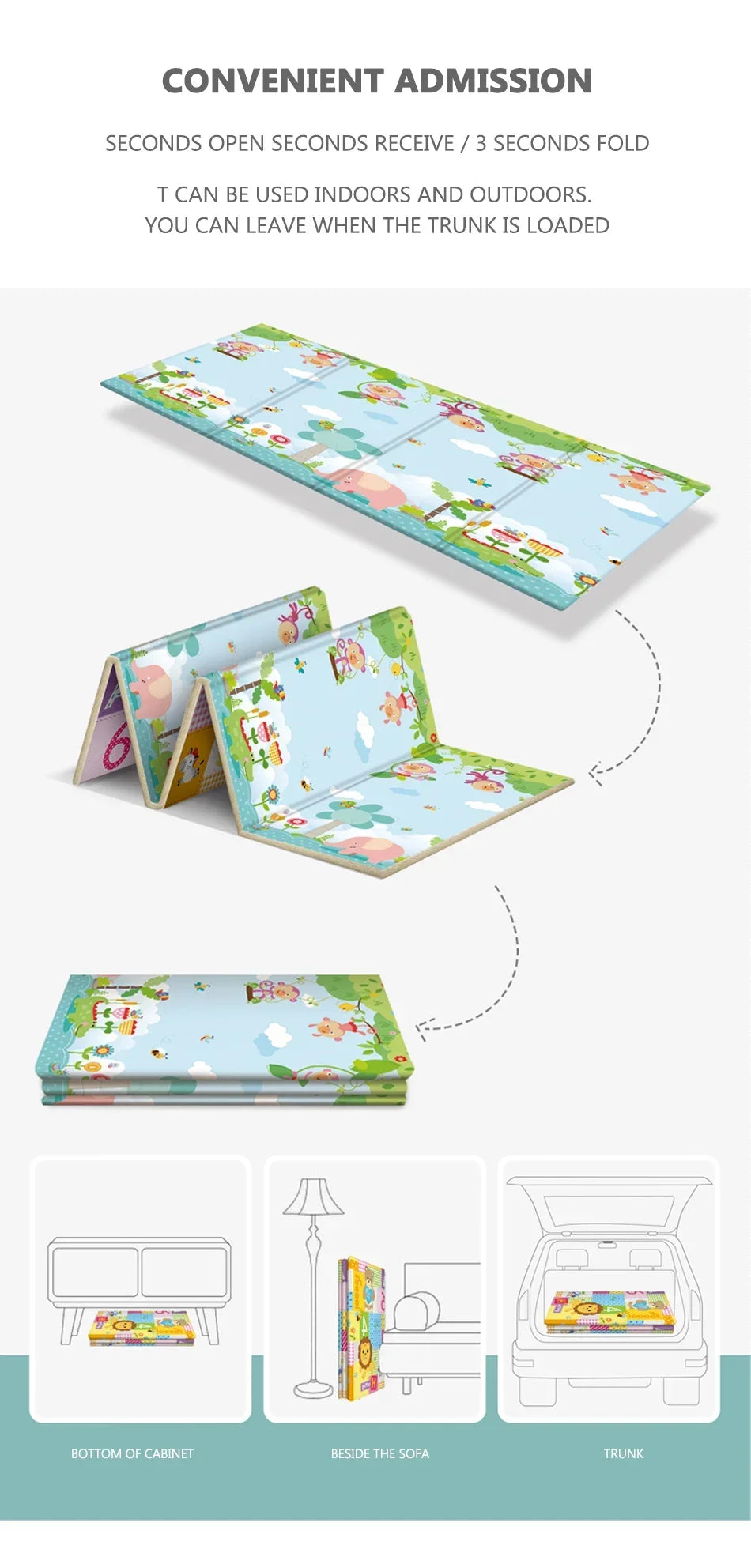 Foldable Baby Play Mat Children's Pattern Protection