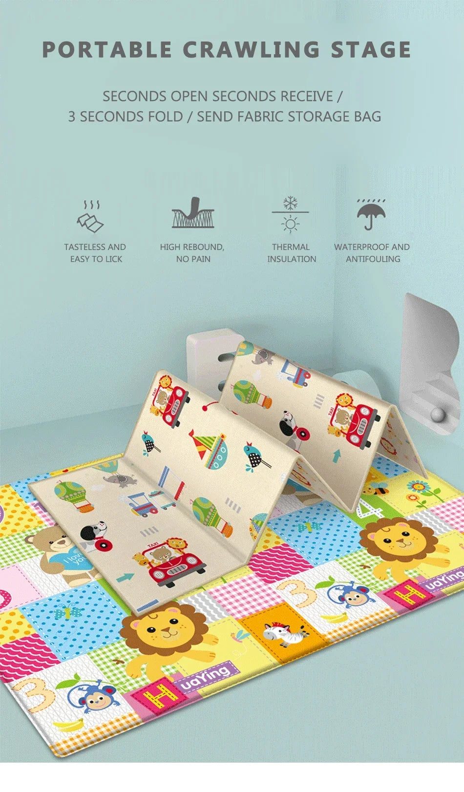 Foldable Baby Play Mat Children's Pattern Protection